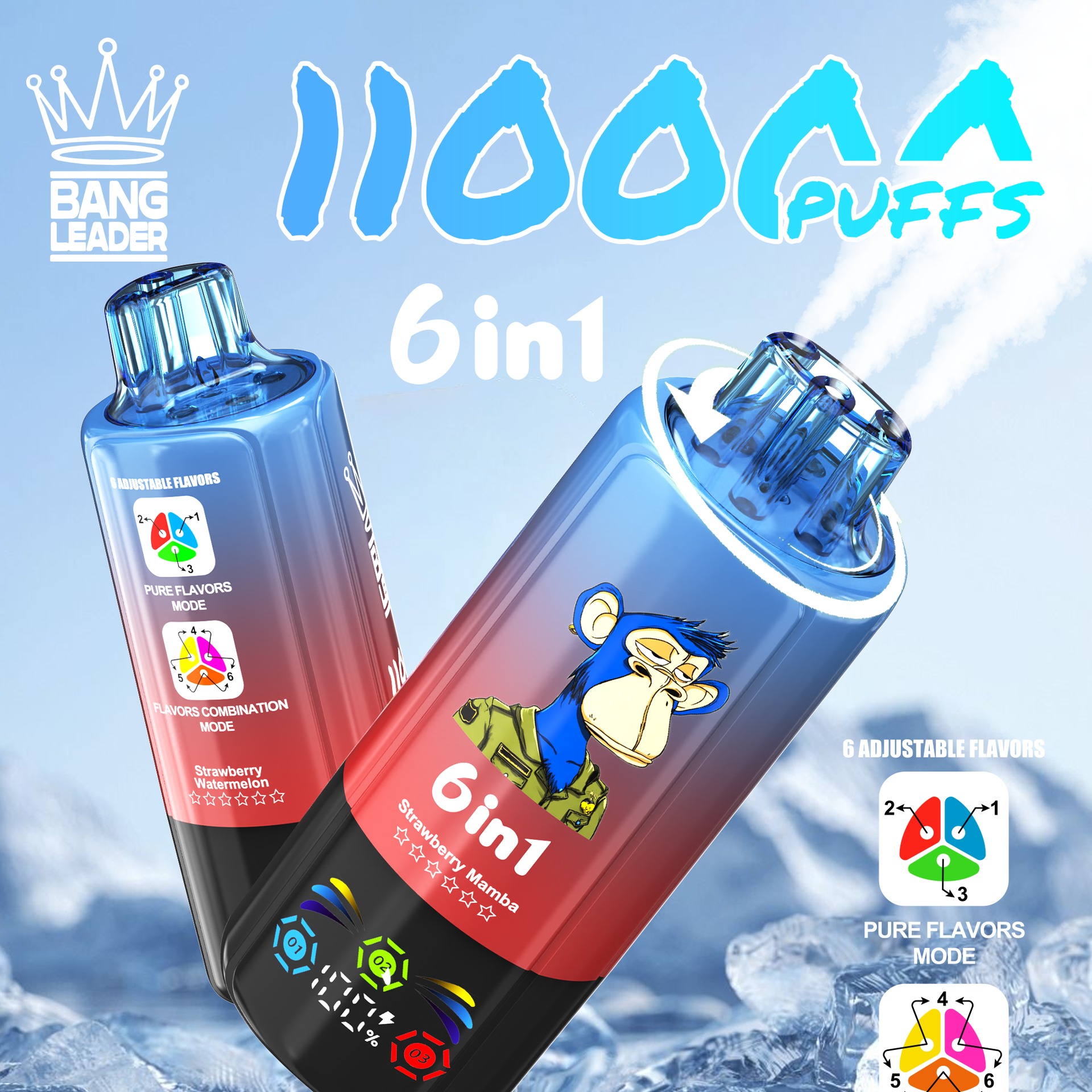 BANG LEADER 110K Puffs 6-in-1 Disposable Vape, 110,000 Puffs, 60 ml