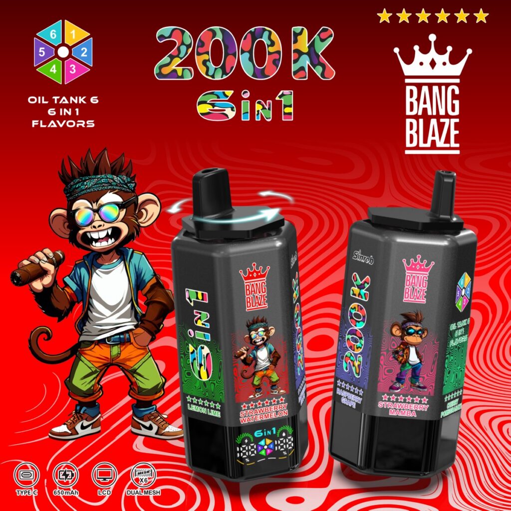 BANG BLAZE 200K 6-in-1 Disposable Vape, 200,000 Puffs