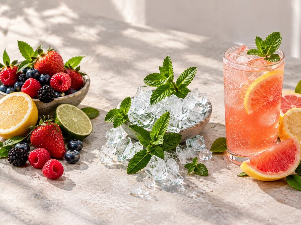 Disposable vape flavour profiles with fresh fruit, citrus and mint