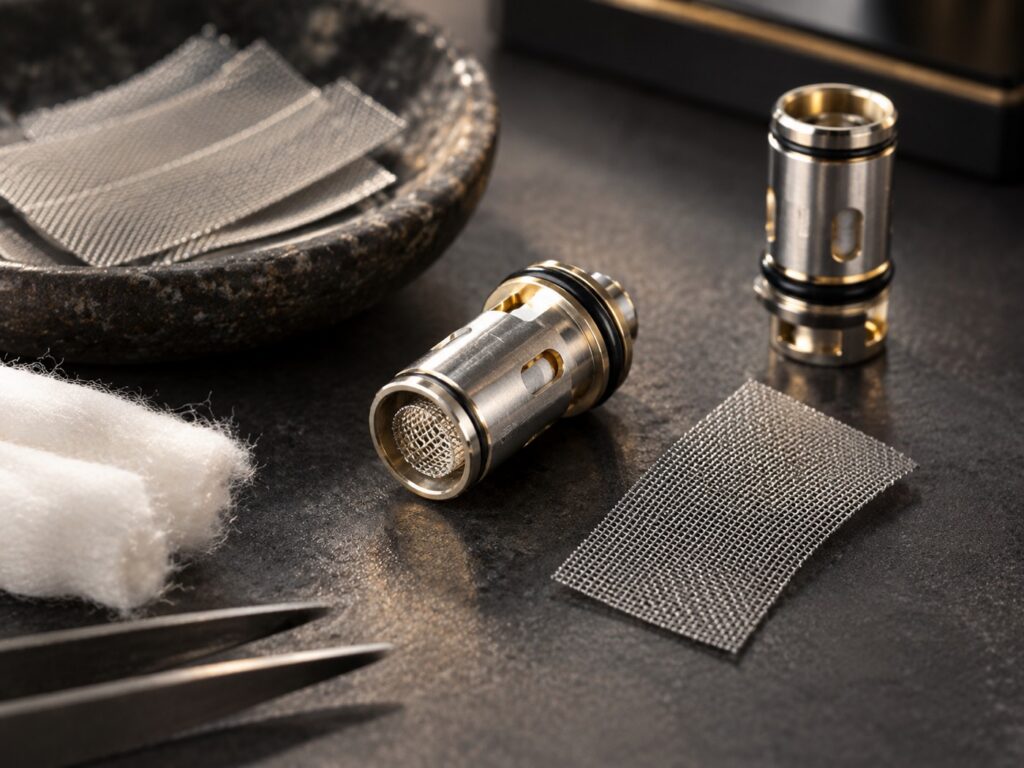 Mesh vape coil and replacement materials
