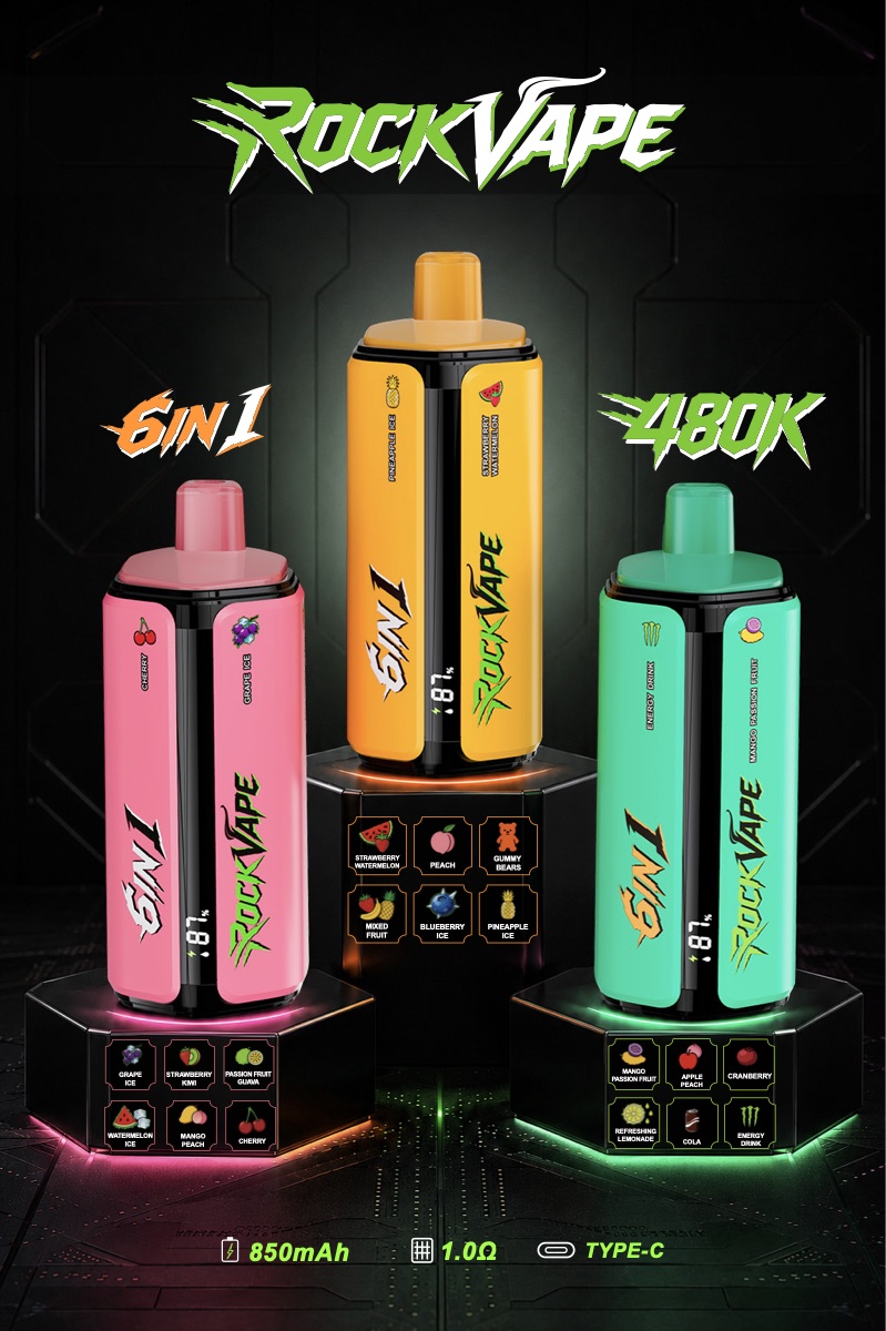 ROCK VAPE 480K 6-in-1 Disposable Vape, 480,000 Puffs