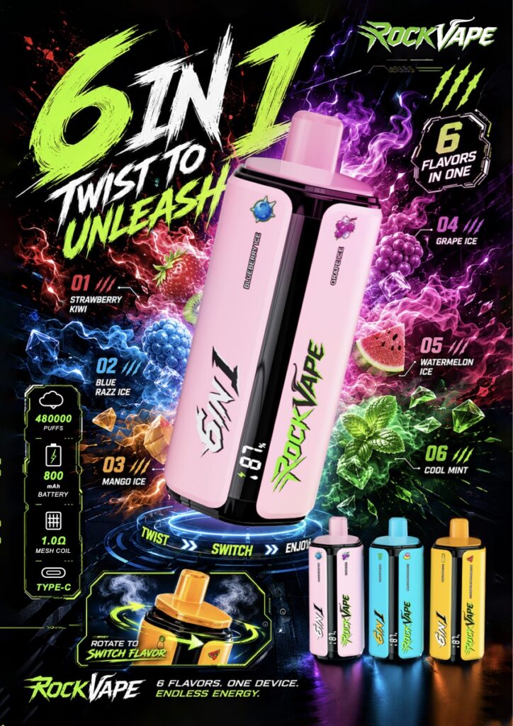 ROCK VAPE 480K 6-in-1 Disposable Vape, 480,000 Puffs